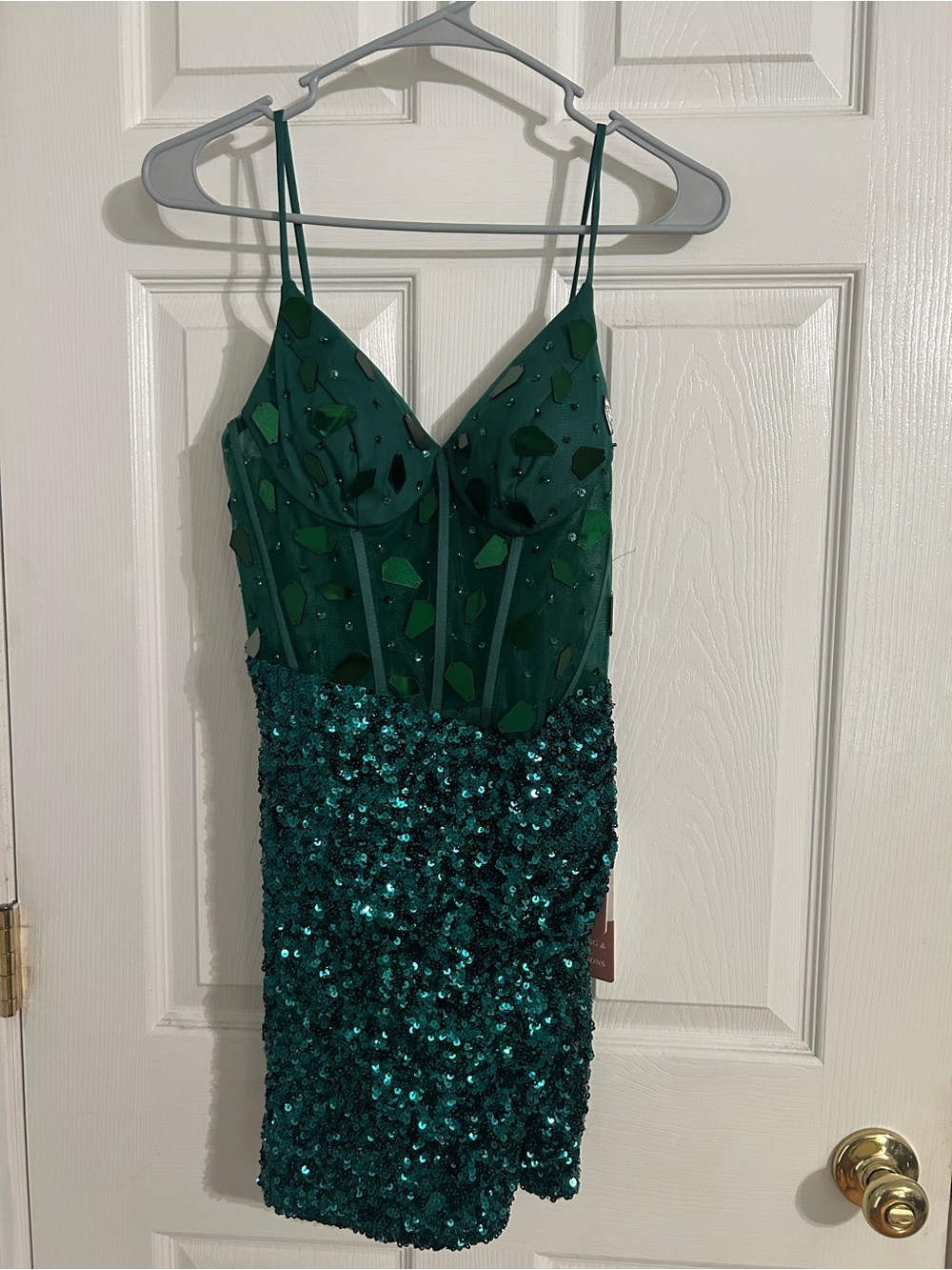 Green Sequin Cocktail Dress with Embellished Bodice